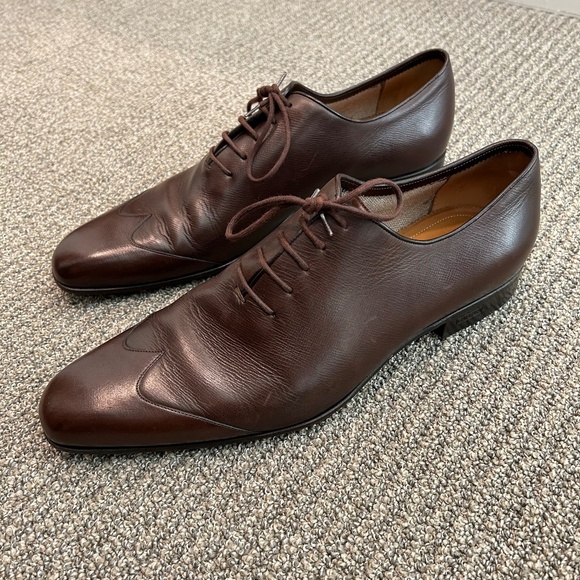 Gucci Brown Leather Dress Shoes Men's Size 11.5D Made In Italy - Picture 1 of 15